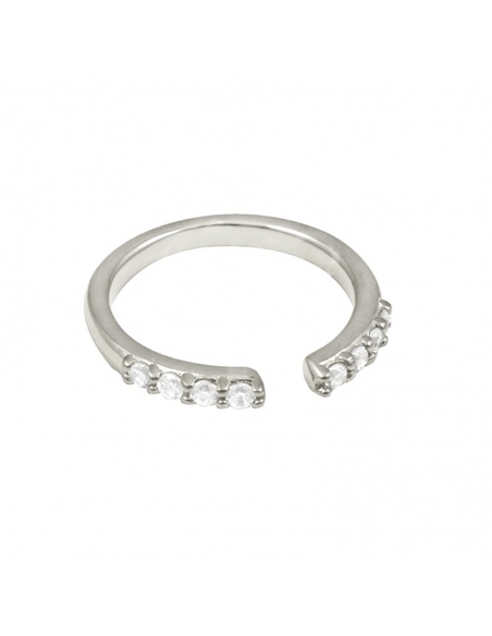 anillo plata entreabierto circonitas