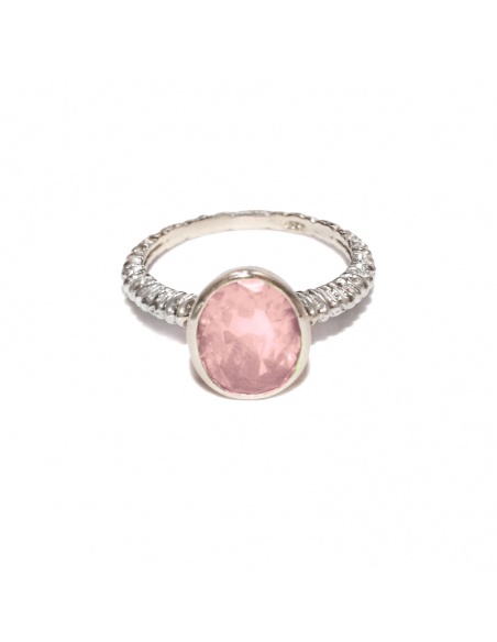 anillo plata rosa