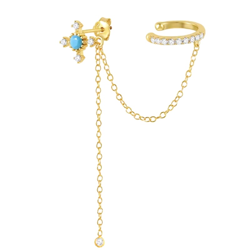 Pendiente largo cruz turquesa