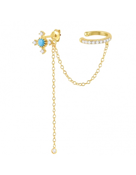 Pendiente largo cruz turquesa