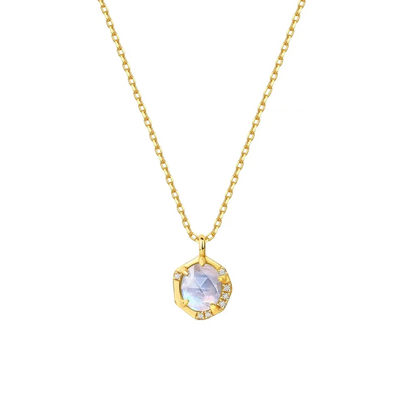 Collar piedra de luna oro circonitas