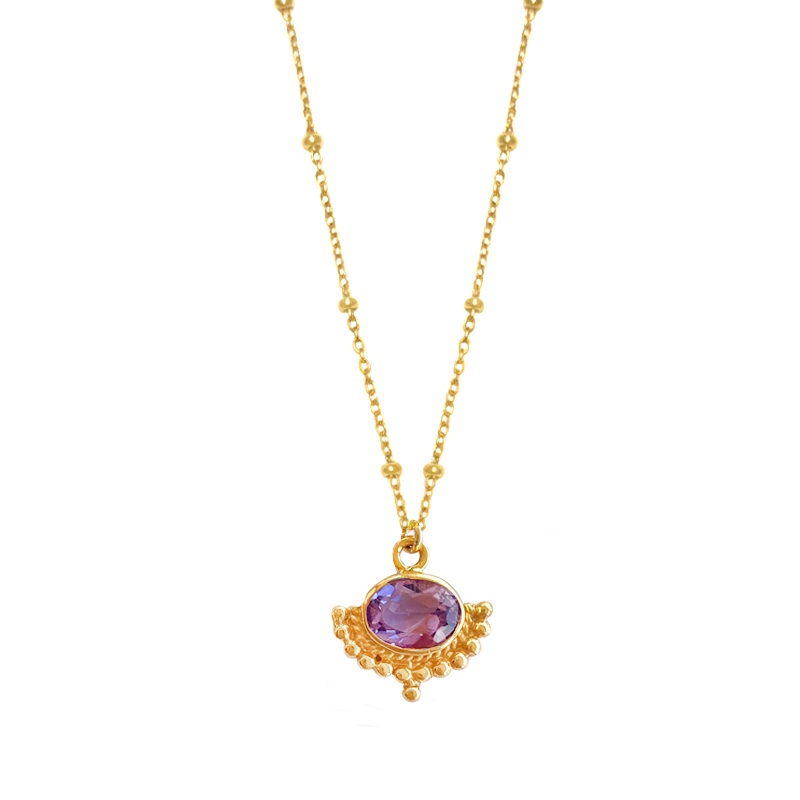 Collar colgante amatista oro
