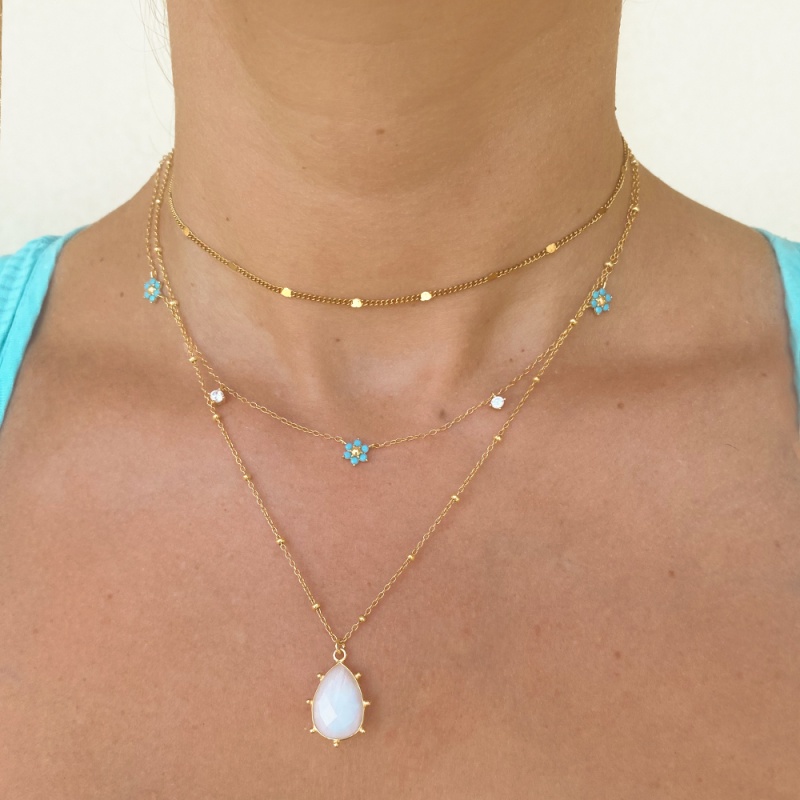 collar flores turquesas oro 2