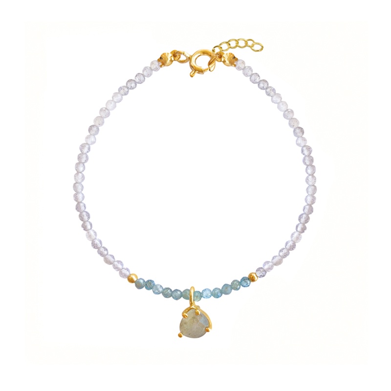 Pulsera colgante labradorita oro