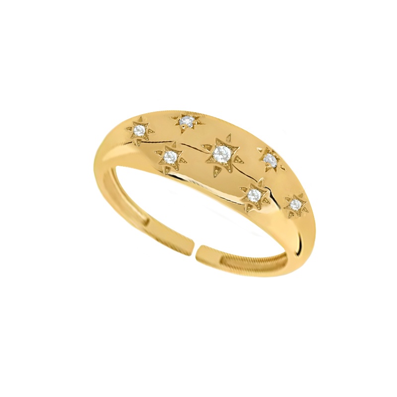 anillo dorado estrellas circonitas