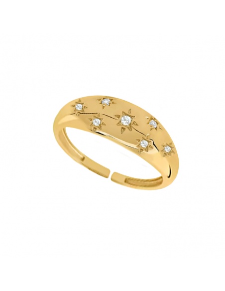 anillo dorado estrellas circonitas