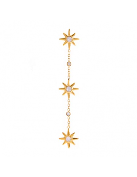 pendientes largos estrellas acero dorado