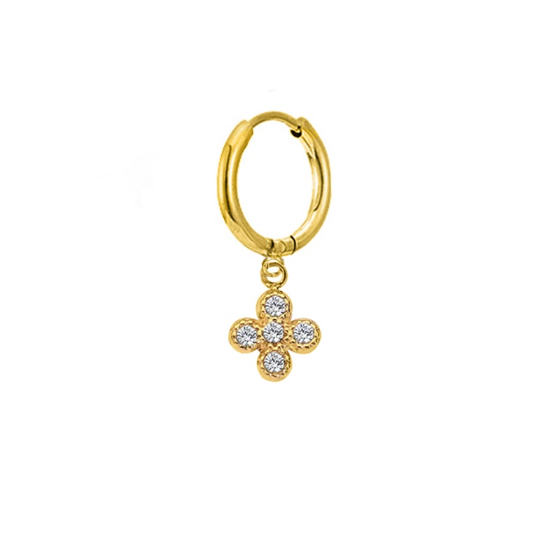 pendiente mini cruz circonitas dorado