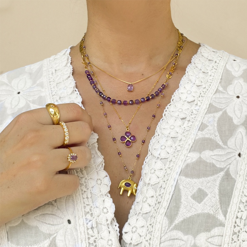 colgante amatista flor oro 2