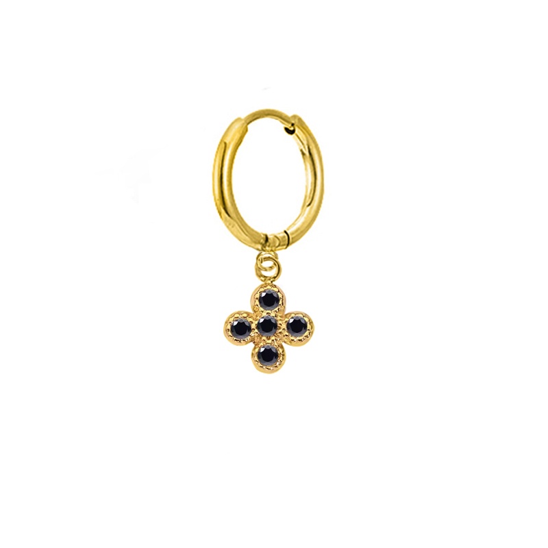 pendiente cruz circonitas negras oro