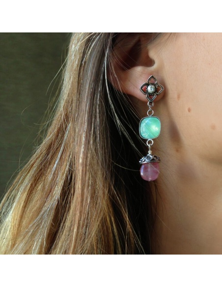 Pendientes swarovski y piedra Clematide