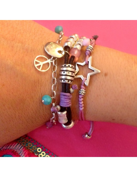 Pulsera de cuero y baño de plata Copenhague
