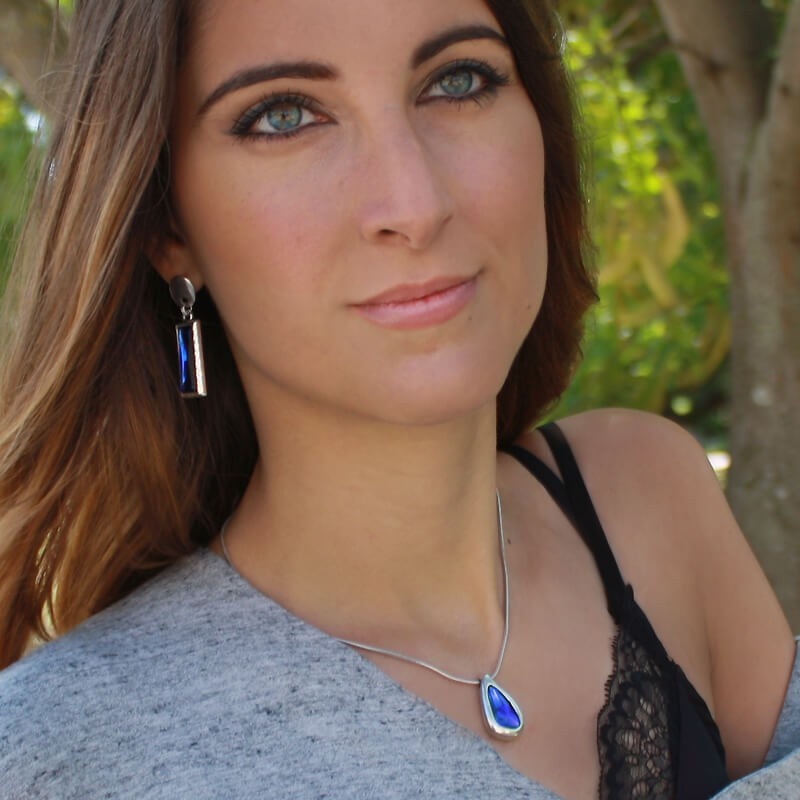 Colgante swarovski verde plata Kriptonita 2