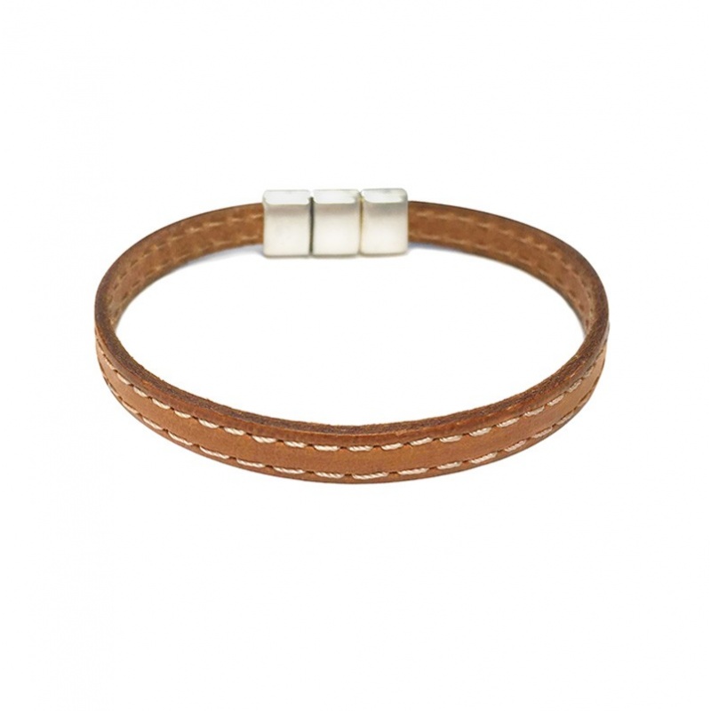 Pulsera cuero pespunte Road