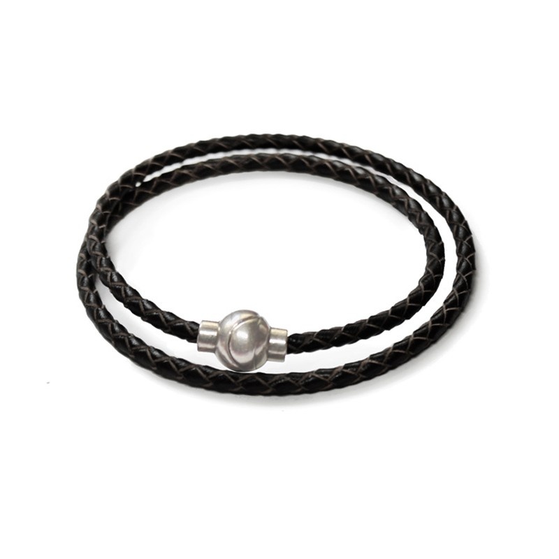 Pulsera de cuero dos vueltas negro Pulsera de cuero dos vueltas negro