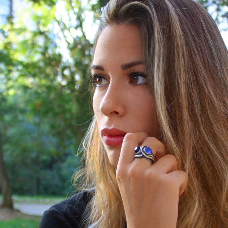 anillo swarovski azul 2