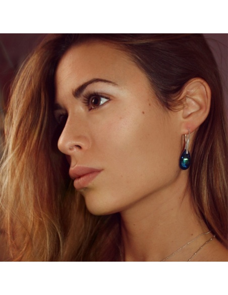 Pendientes swarovski gota azul oceanic