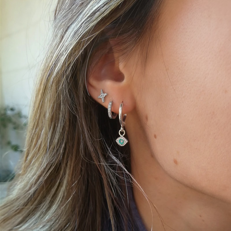 Pendientes aros plata ojos turcos 2