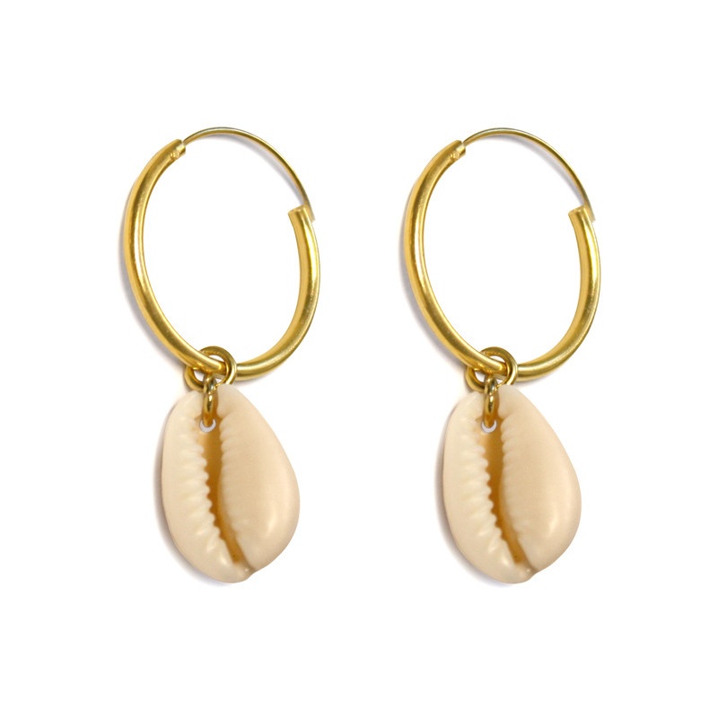 Pendientes plata oro Concha