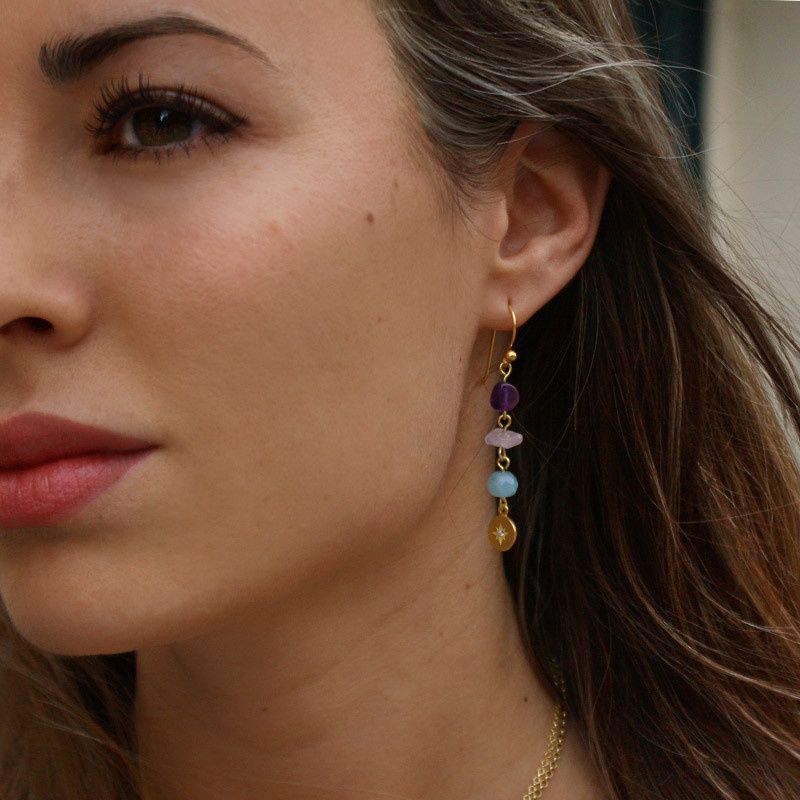 Pendientes oro piedras naturales 2